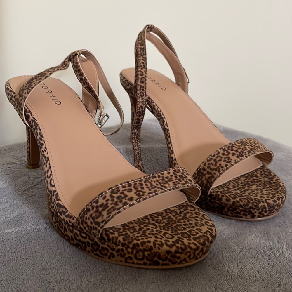 Torrid Leopard Ankle Strap Heels